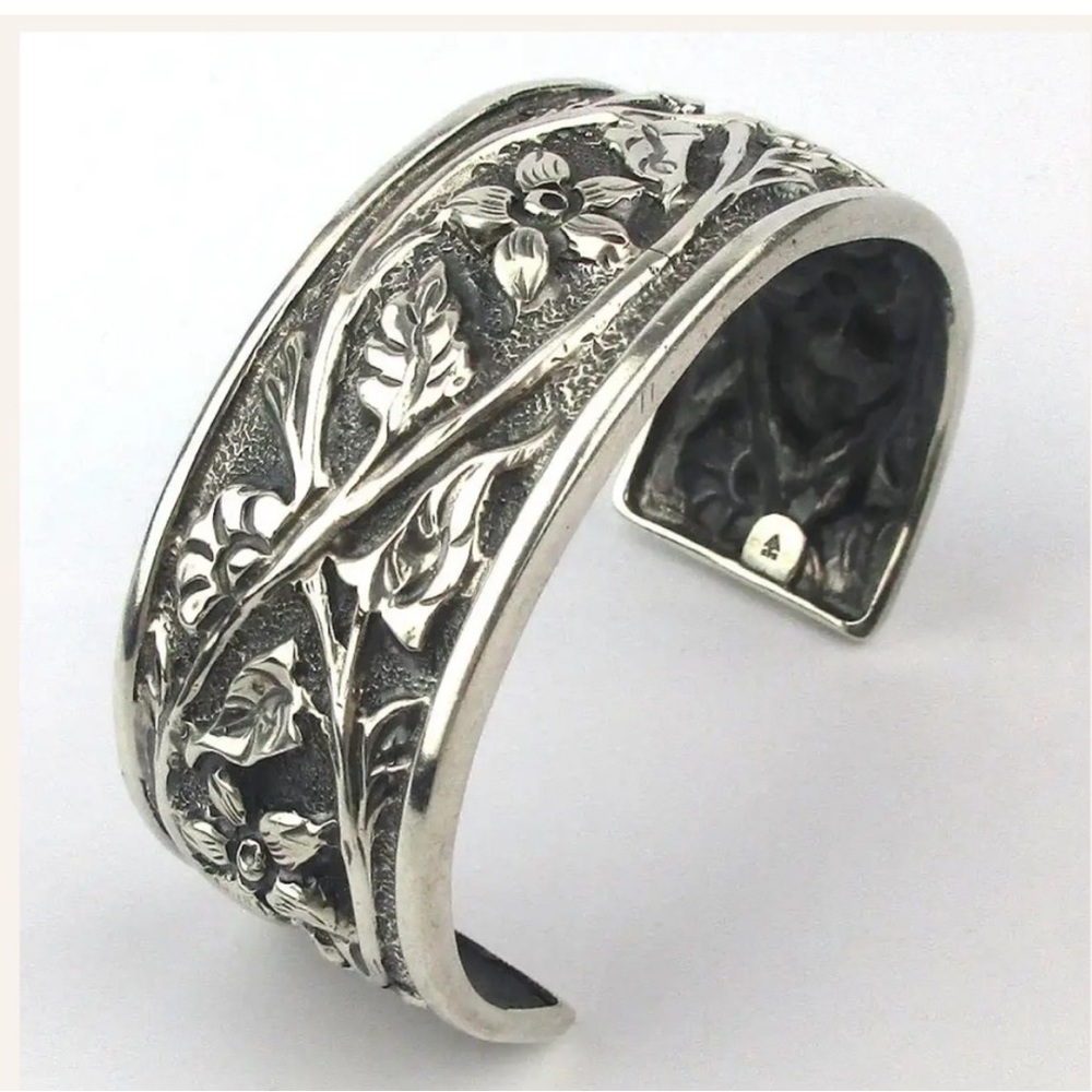 Silpada Vintage Repousse Floral
Sterling Silver Oxidized Floral Cuff Bracelet - Picture 3 of 8